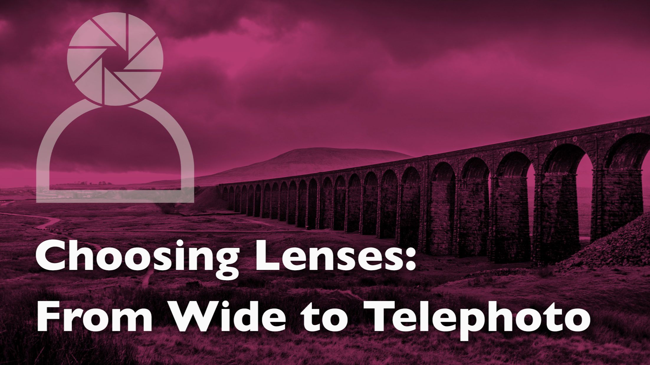 Header graphic for a photography blog post about how to choose the correct lens - wide, standard or telephoto.