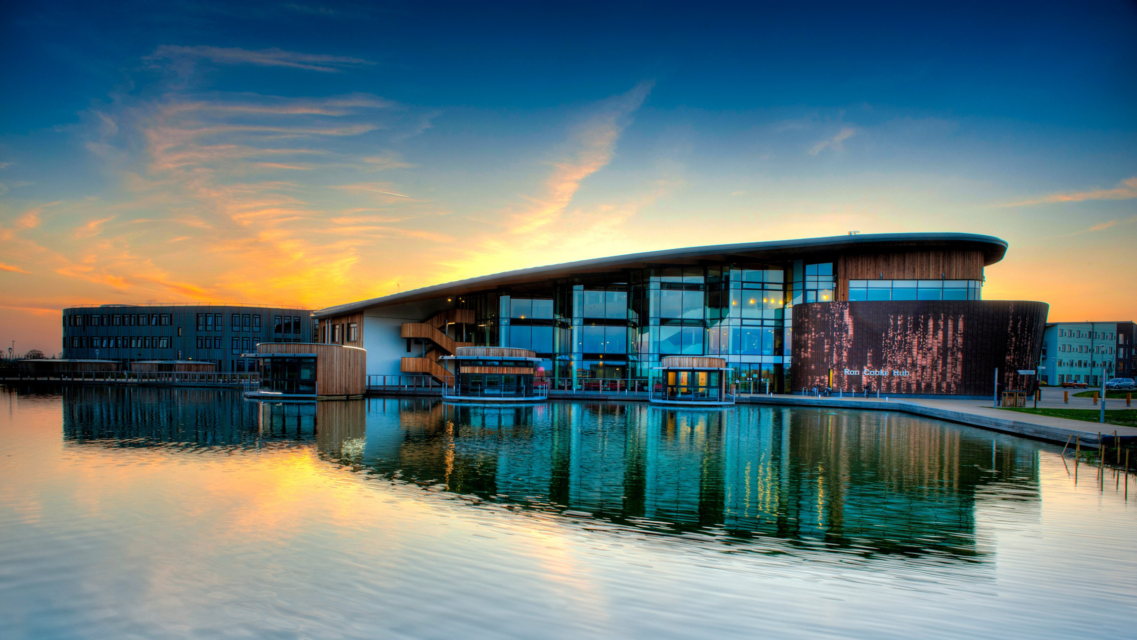 Ron Cooke Hub building at sunset demonstrating 16:9 aspect ration.