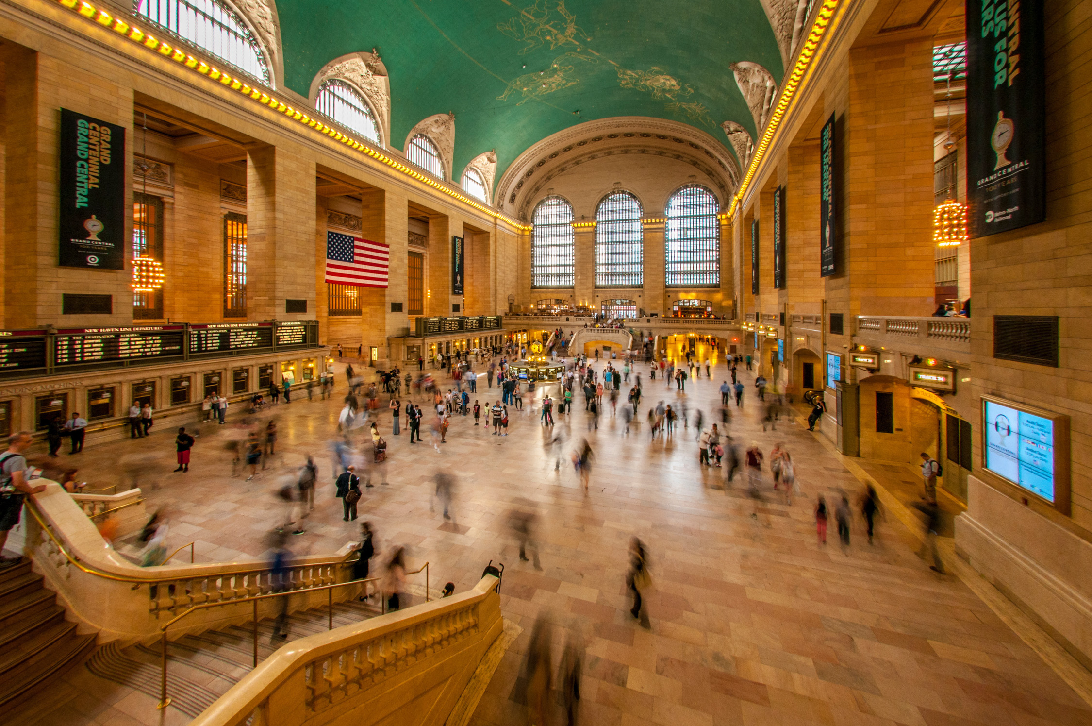 Demonstrating how moving people shot on a long exposure enhances the feeling of a busy environment.