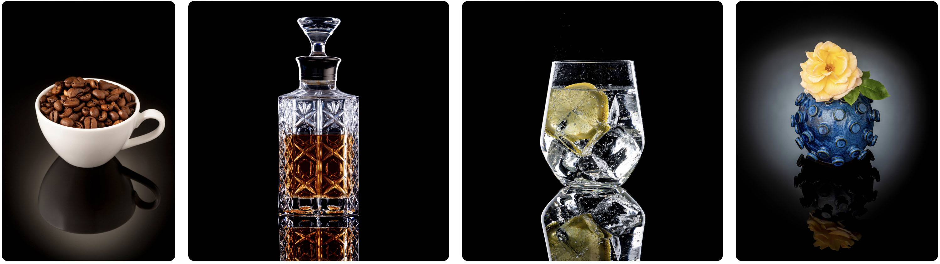 Demonstrating studio photography using reflective backgrounds.