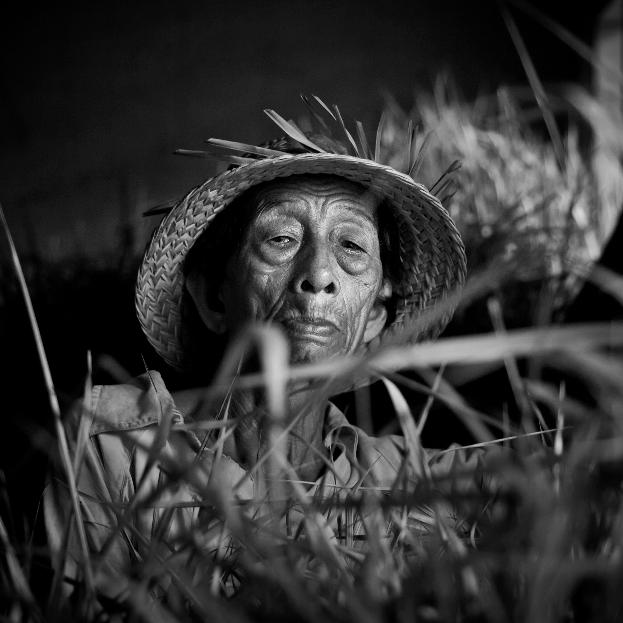 Demonstrating the use of black and white portrait photography.