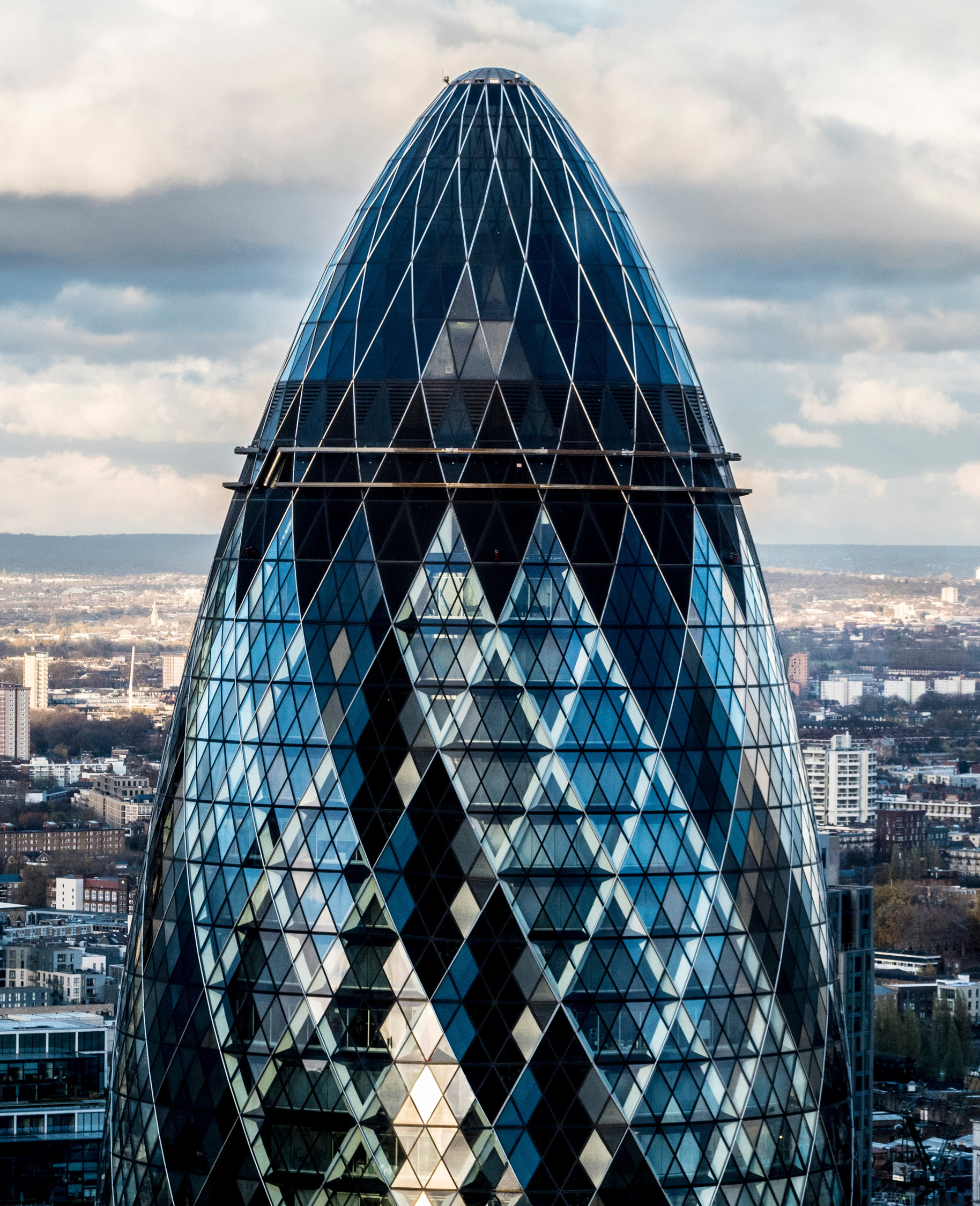 The Gherkin shot the through glass.
